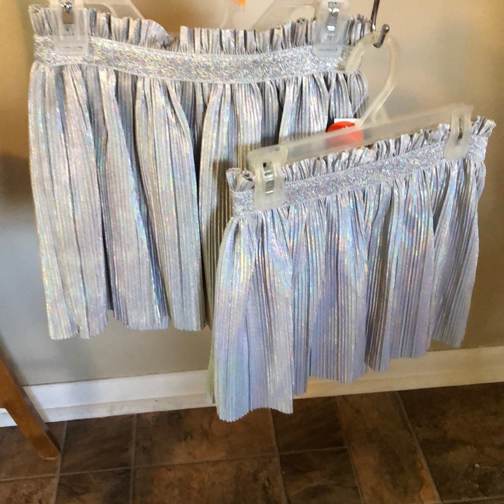 Metallic silver shimmer skirt